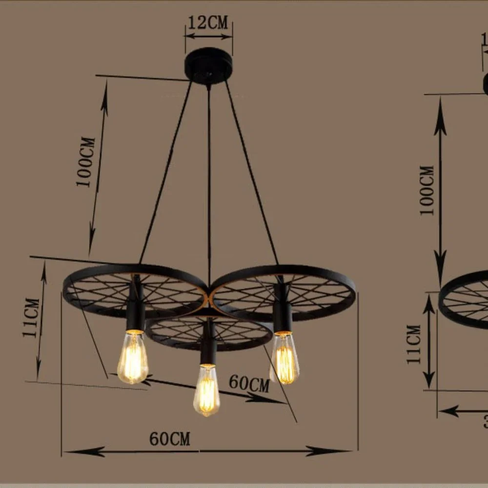 Rustic 3 Bulb Wagon Wheel Chandelier Distressed Bronze Finish Home Business